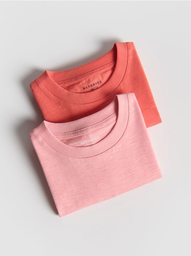 Reserved - Bawełniany t-shirt 2 pack - pastelowy róż