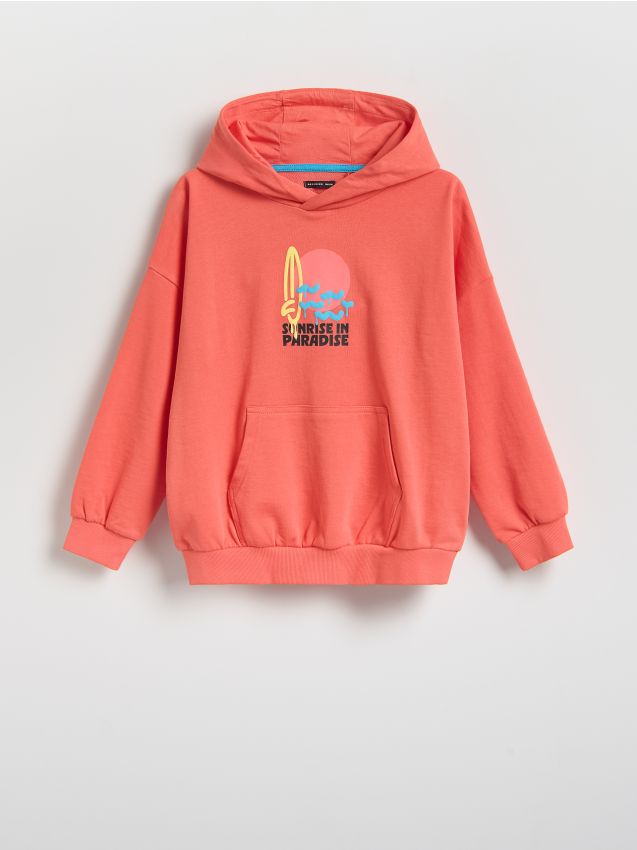 Reserved - Bluza oversize z kapturem - pomarańczowy