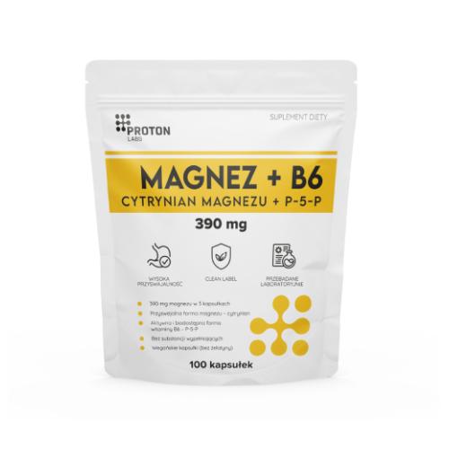 Proton Labs Magnez (cytrynian magnezu) + wit. B6 (P5P), 100 kaps.