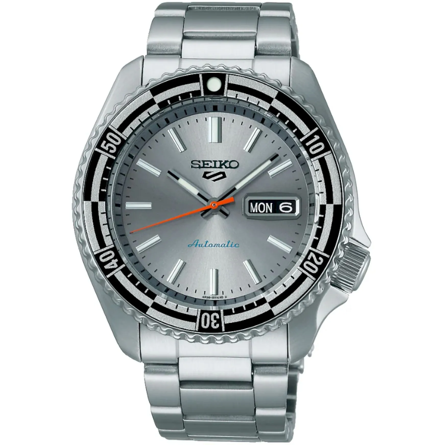 Seiko SRPK09K1 5 Sports Automatic 10ATM męski zegarek automatyczny srebrny