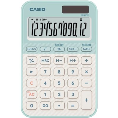 Casio Kalkulator MS-20YC-LG Zasilanie bateryjno-słoneczne, Niezależna pamięć MS-20YC-LGN BOX