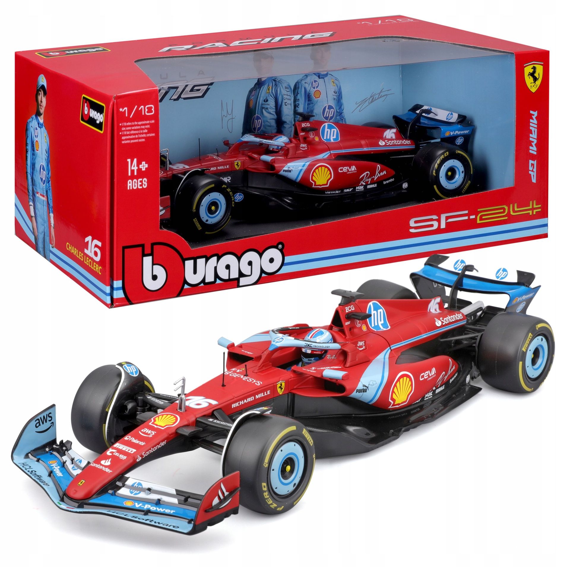 Ferrari Formula With Helmet Plastic Stand Sf24 - model lub pojazd