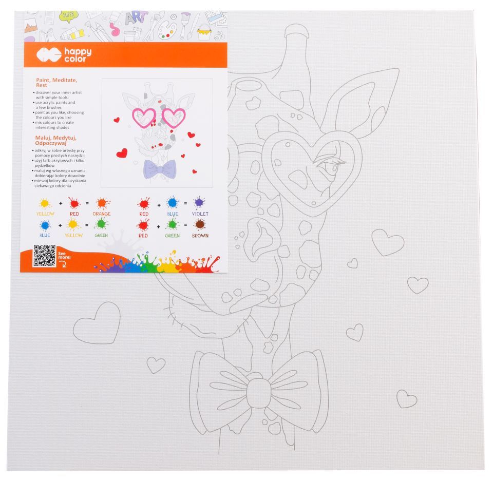 Podobrazie bawełniane z nadrukiem Żyrafa 25x25 tablica Mdf Happy Color - zabawka