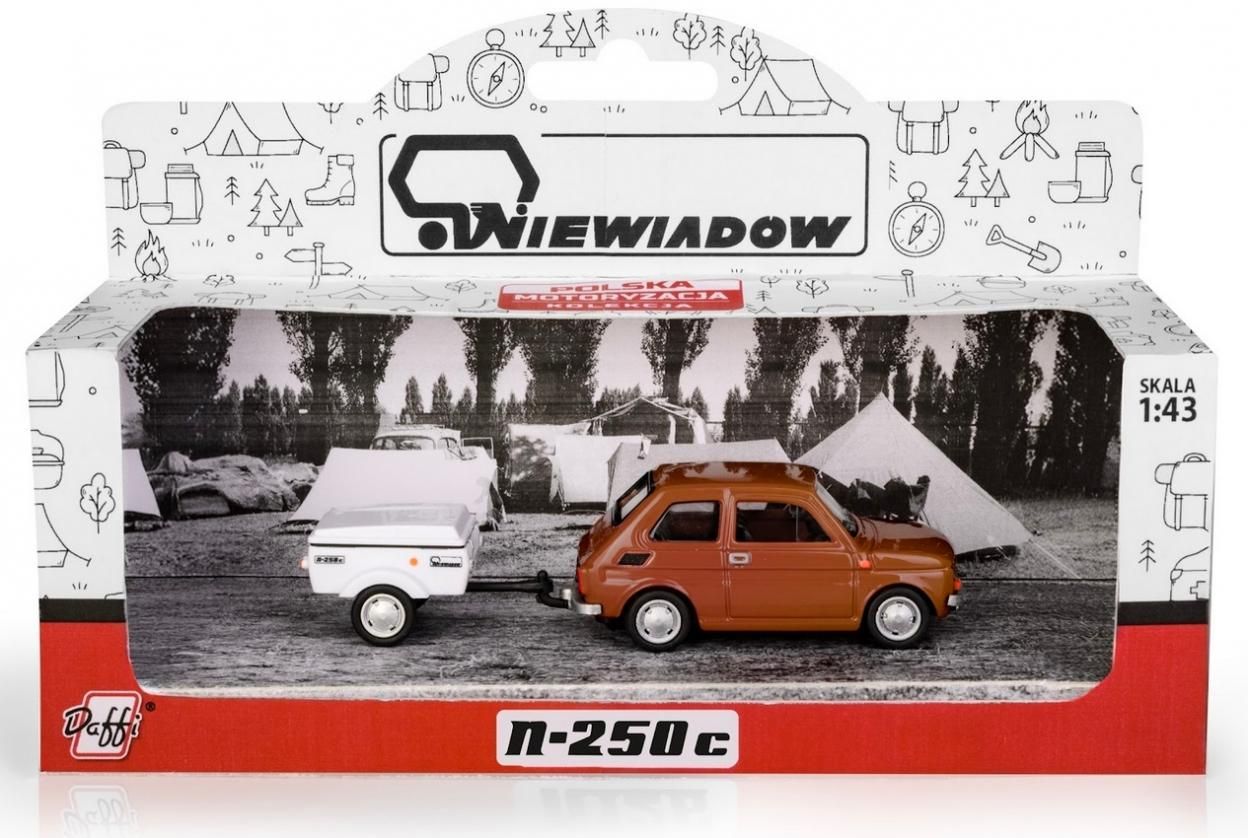 Fiat 126p przyczepa Niewiadów Krótka brązowy - model lub pojazd
