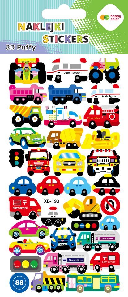 Naklejki 3d PUFFY-Cars Vehicles 9.5x22 cm