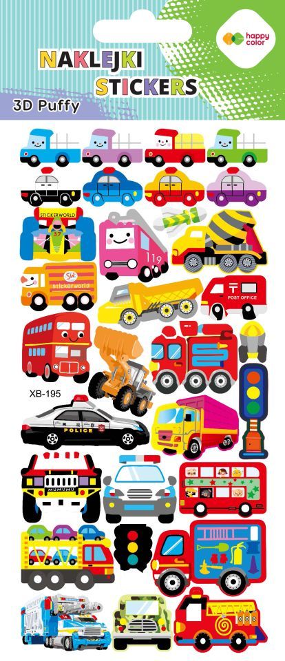 Naklejki 3d PUFFY-Funny Vehicles 9.5x22 cm