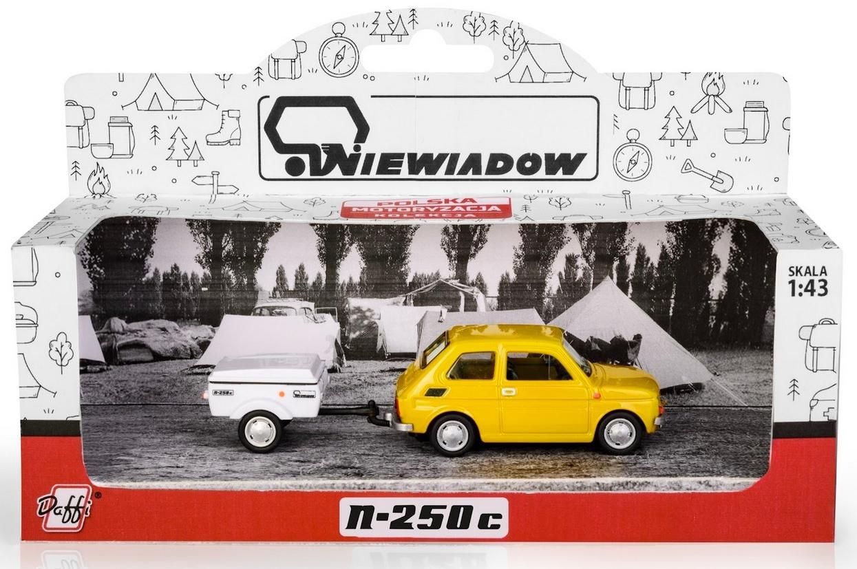 Fiat 126p przyczepa Niewiadów Krótka żółty - model lub pojazd