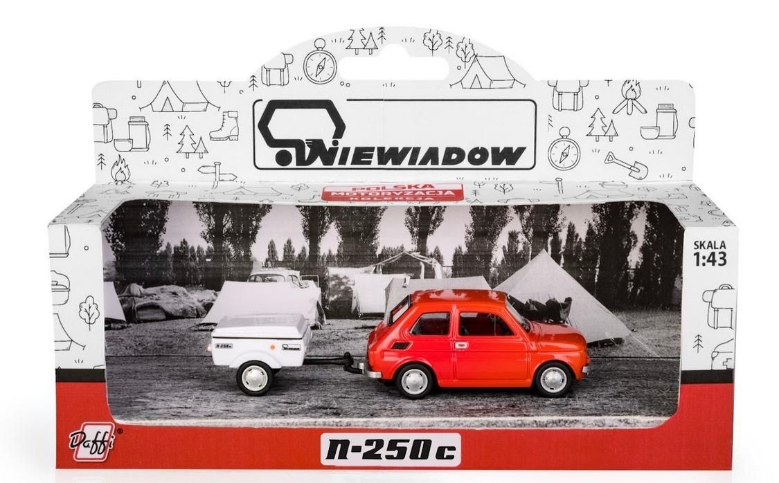 Fiat 126p przyczepa Niewiadów Krótka czerwony - model lub pojazd