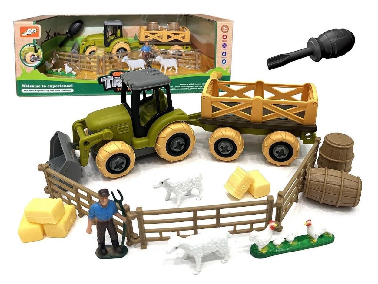 Traktor do skręcania z przyczepą i akcesoriami - model lub pojazd