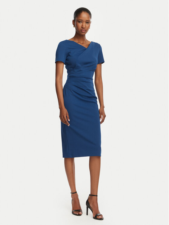 Rinascimento Sukienka koktajlowa CFC0129420003 Granatowy Slim Fit