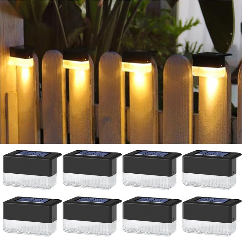 Zestaw 8 lamp solarnych do schodów ogrodowych, wodoodporne lampy solarne na taras, ciepłe światło