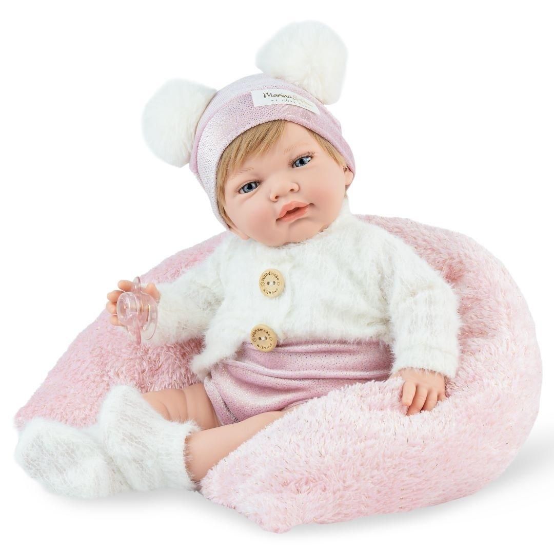 Lalka hiszpańska Reborn Sweet Baby z poduszką 42cm - zabawka