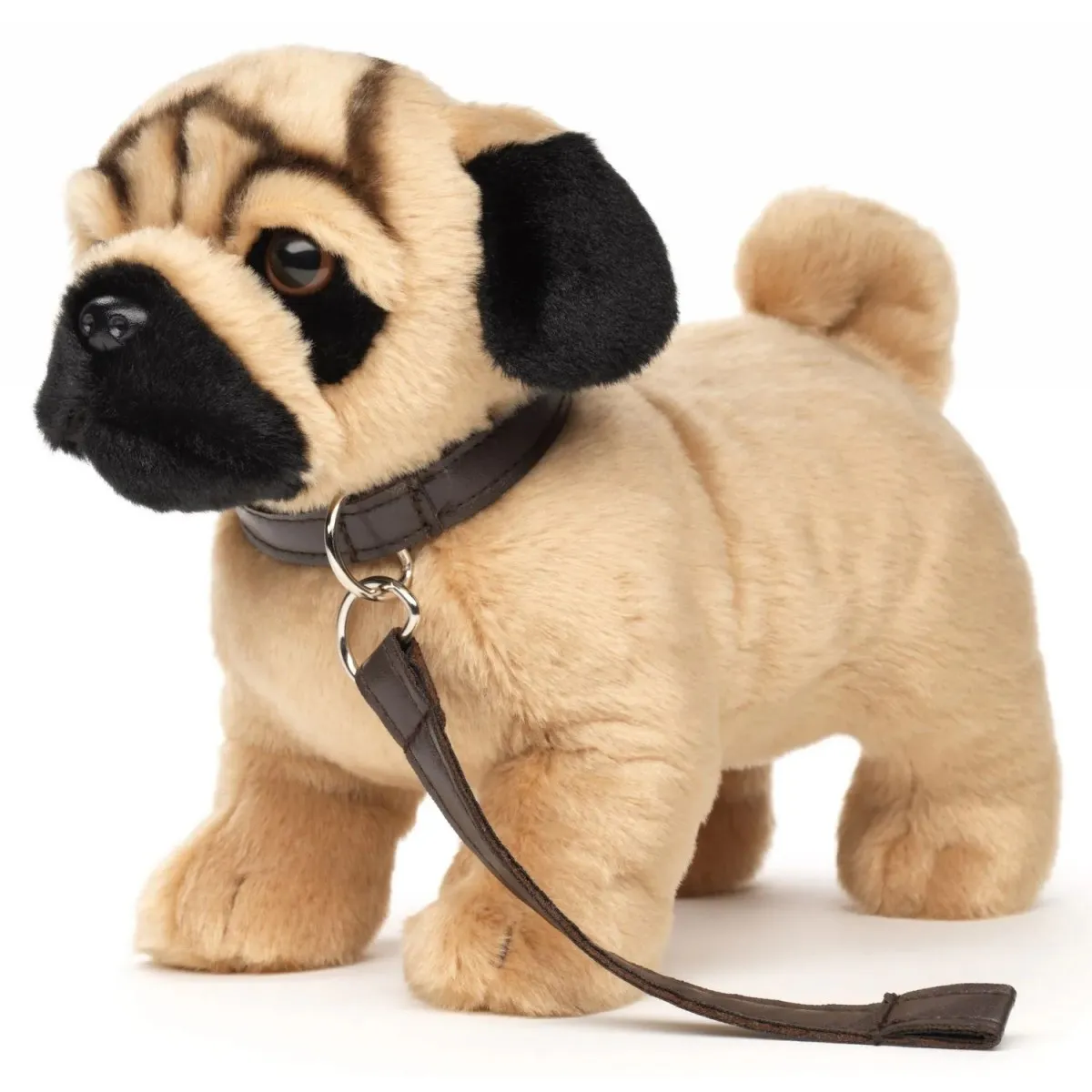 Maskotka Pies Mops stojący na smyczy - 26 cm - Uni Toys ★ POLECANA OFERTA PayPo ZWROT DO 100 DNI