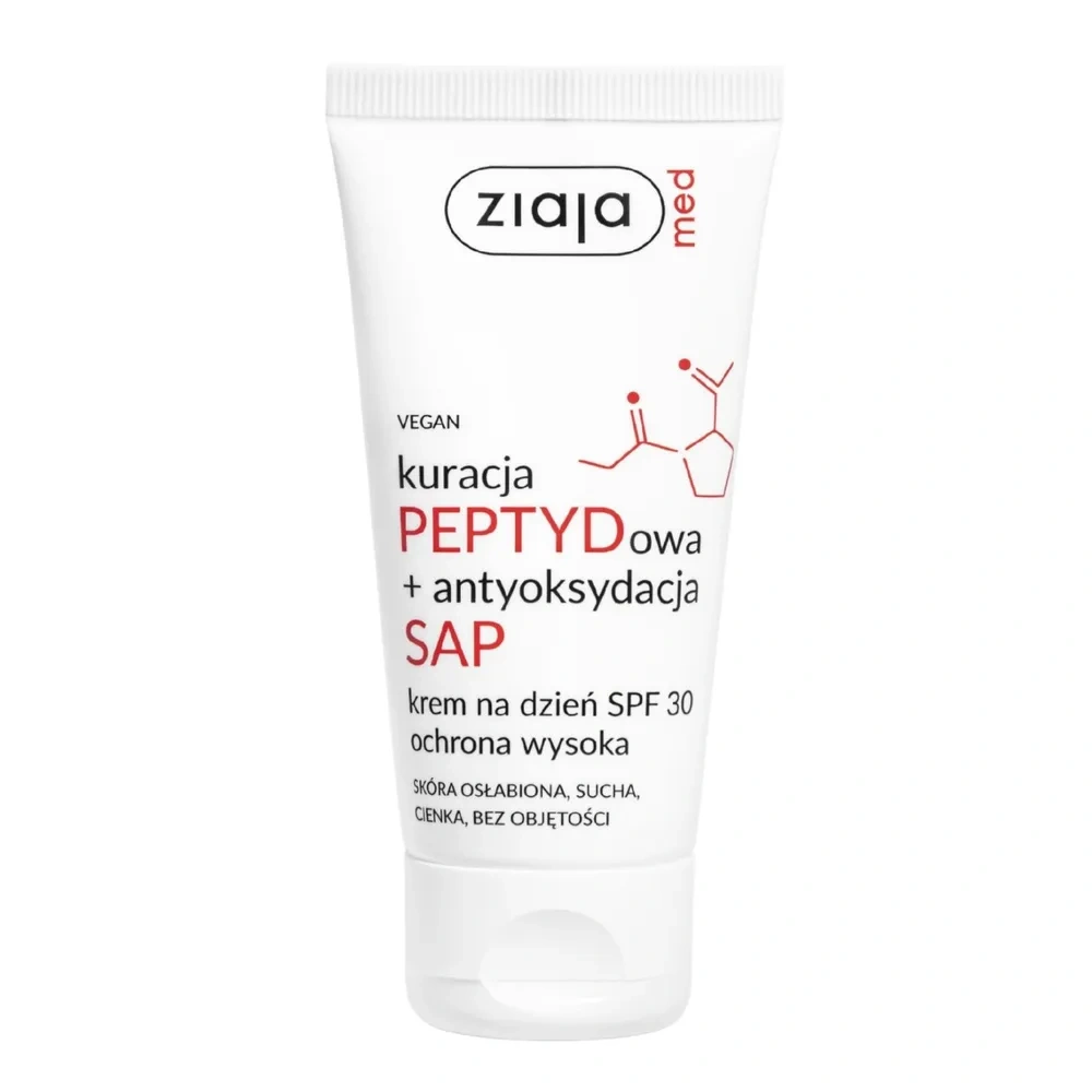 Ziaja Med Kuracja PEPTYDowa + antyoksydacja SAP regenerujący krem do twarzy na dzień SPF30 dla skóry suchej, cienkiej i osłabionej 50 ml