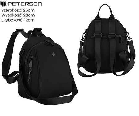 Sportowy Praktyczny I Wygodny Plecak Peterson CPY-08 Z Poliestru CZARNY 28 x 25 x 12 [cm]