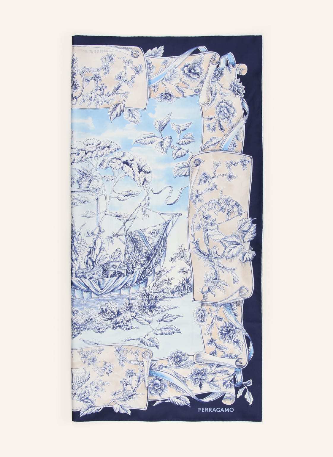 Ferragamo Szalik Jedwabny blau