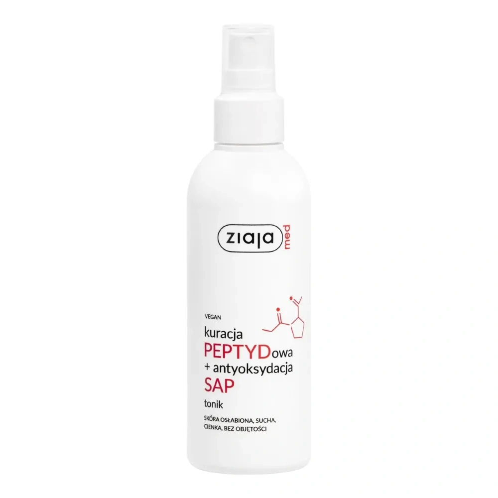 Ziaja Med Kuracja PEPTYDowa + antyoksydacja SAP nawilżający tonik do twarzy dla skóry suchej, cienkiej i osłabionej 200 ml