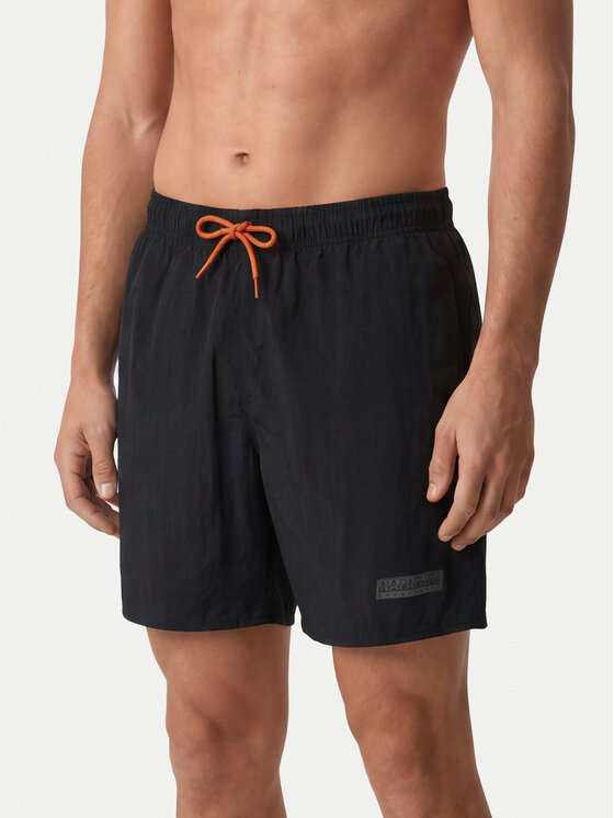 Napapijri Szorty kąpielowe V-Box Logo 1 NP0A4HAX Czarny Regular Fit