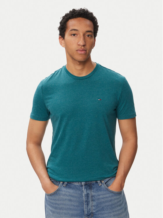 Tommy Jeans T-Shirt Jaspe Htr Tee Ext DM0DM20363 Turkusowy Slim Fit