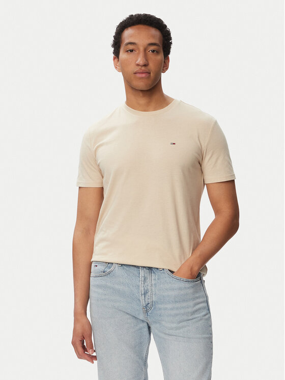 Tommy Jeans T-Shirt Jaspe Htr Tee Ext DM0DM20363 Beżowy Slim Fit