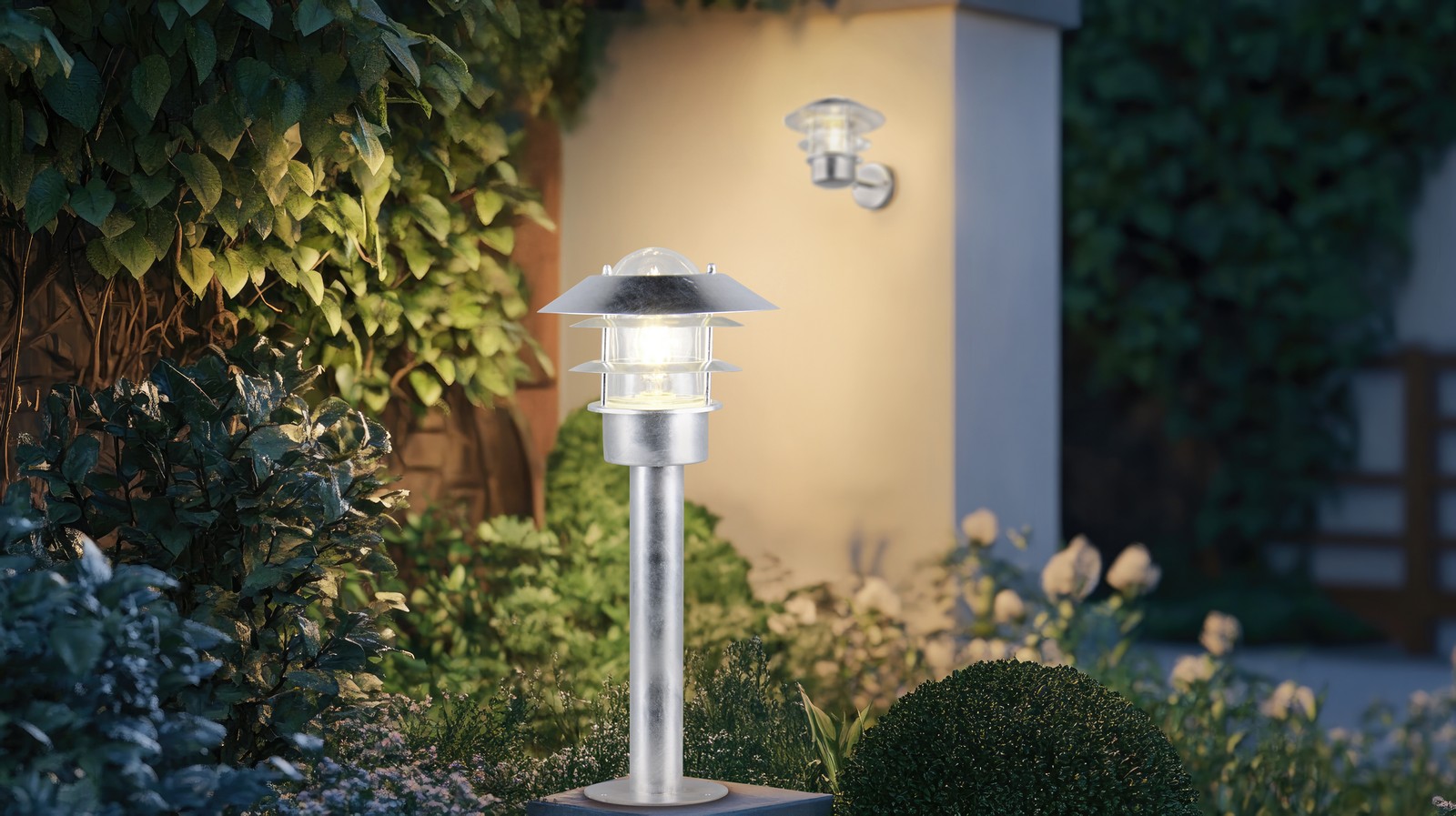 Trio Leuchten RUVUMA lampa ogrodowa 50cm srebrna klosz z rastrem IP44 1xE27 562060186