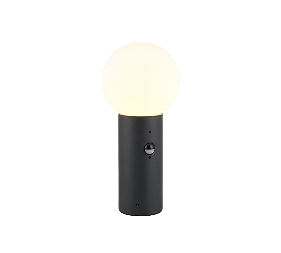 Trio Leuchten Mures lampa zewnętrzna stojąca z czujnikiem 40cm antracyt klosz biała kula IP44 1xE27 TRIO 569869142