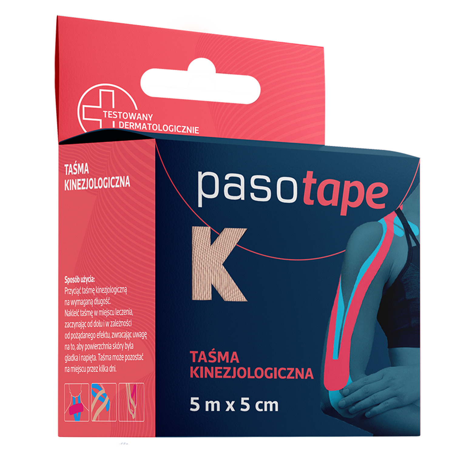 Pasotape, taśma kinezjologiczna, cielista, 5 cm x 5 m