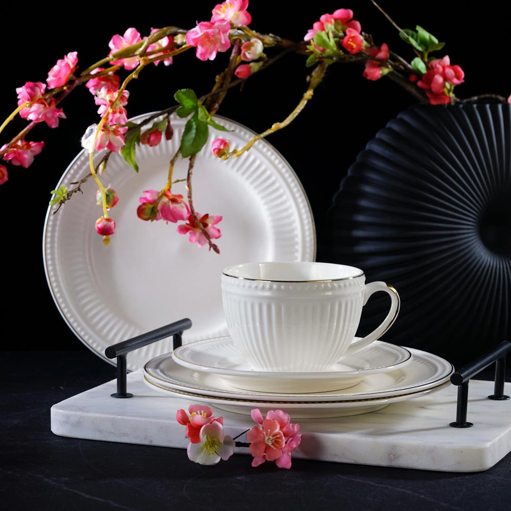 Serwis obiadowo kawowy porcelanowy na 6 osób EUNICE