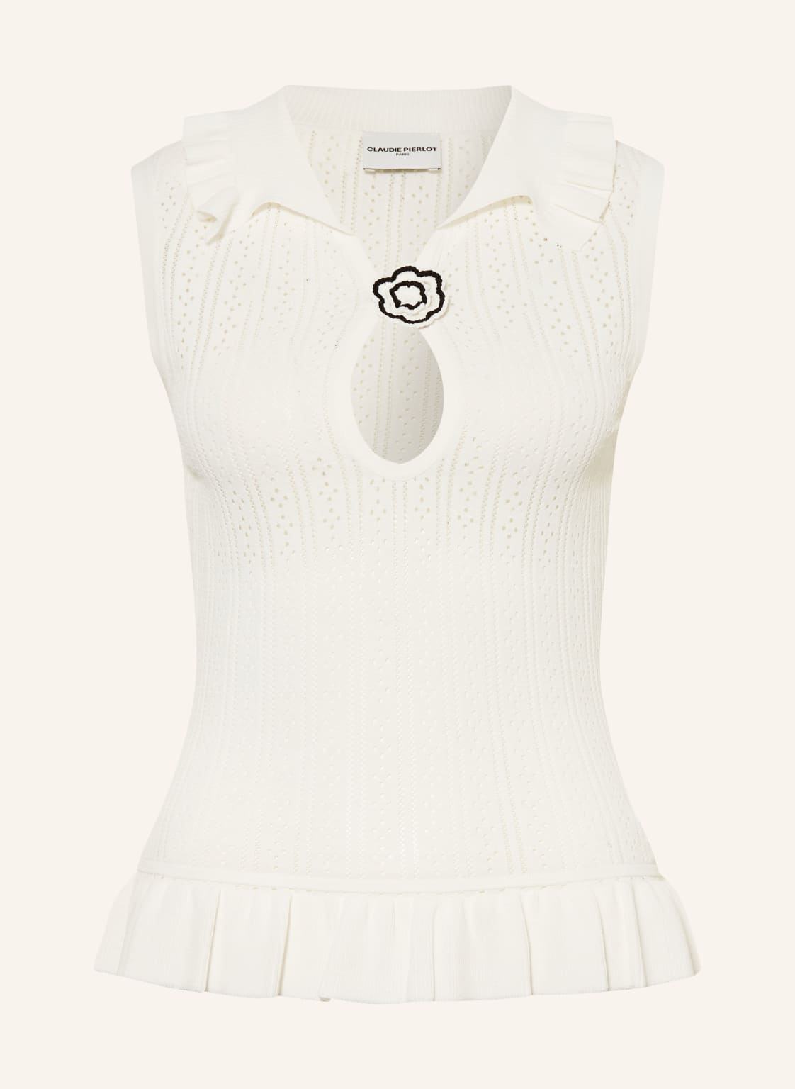 Claudie Pierlot Dzianinowy Top Z Falbankami weiss