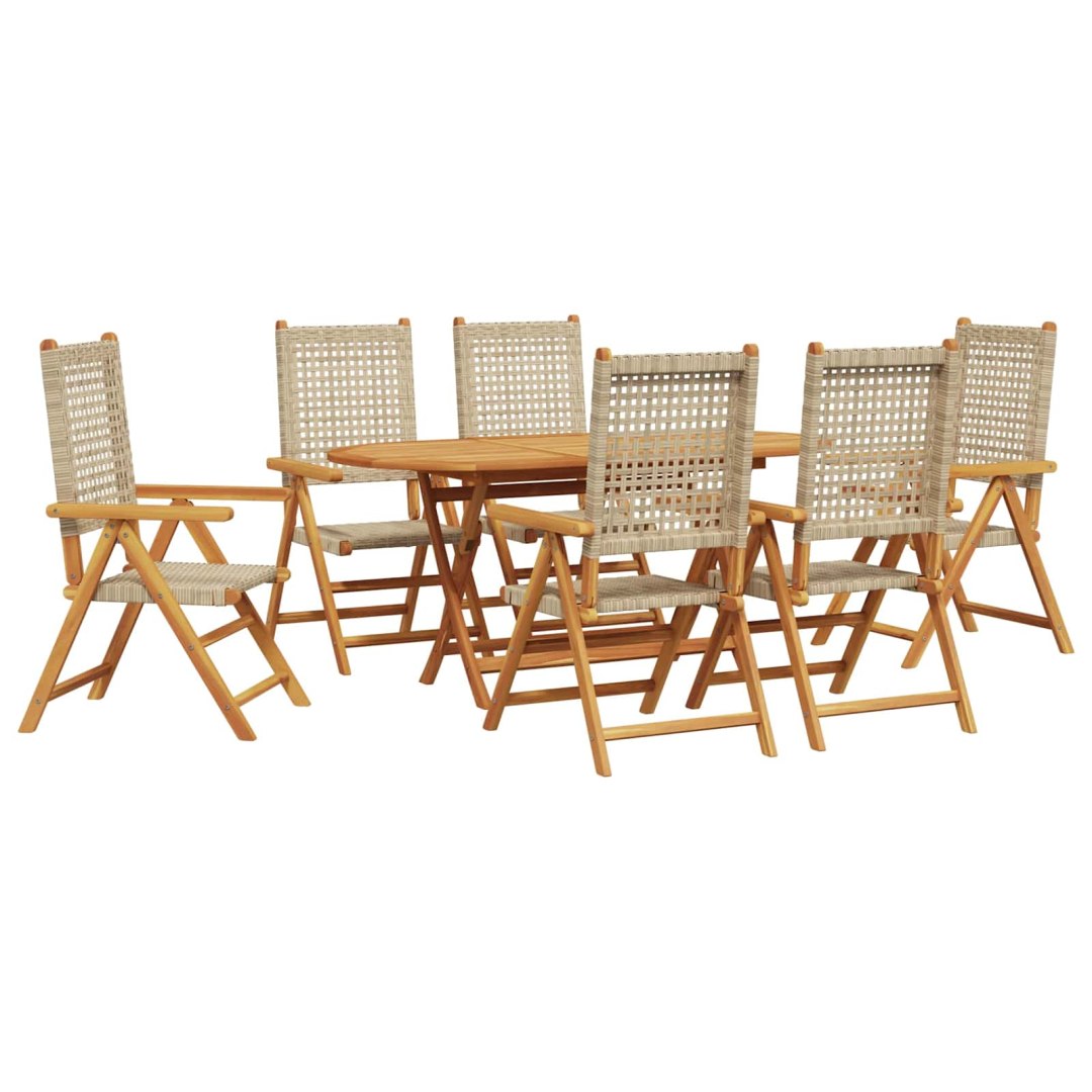 VidaXL Zestaw do jadalni w ogrodzie 7 pcs Beżowy Lite Drewno Akacji
