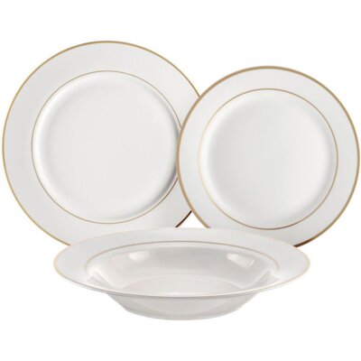 Serwis obiadowy porcelanowy AMBITION Aura Gold 6 osób (18 elementów)