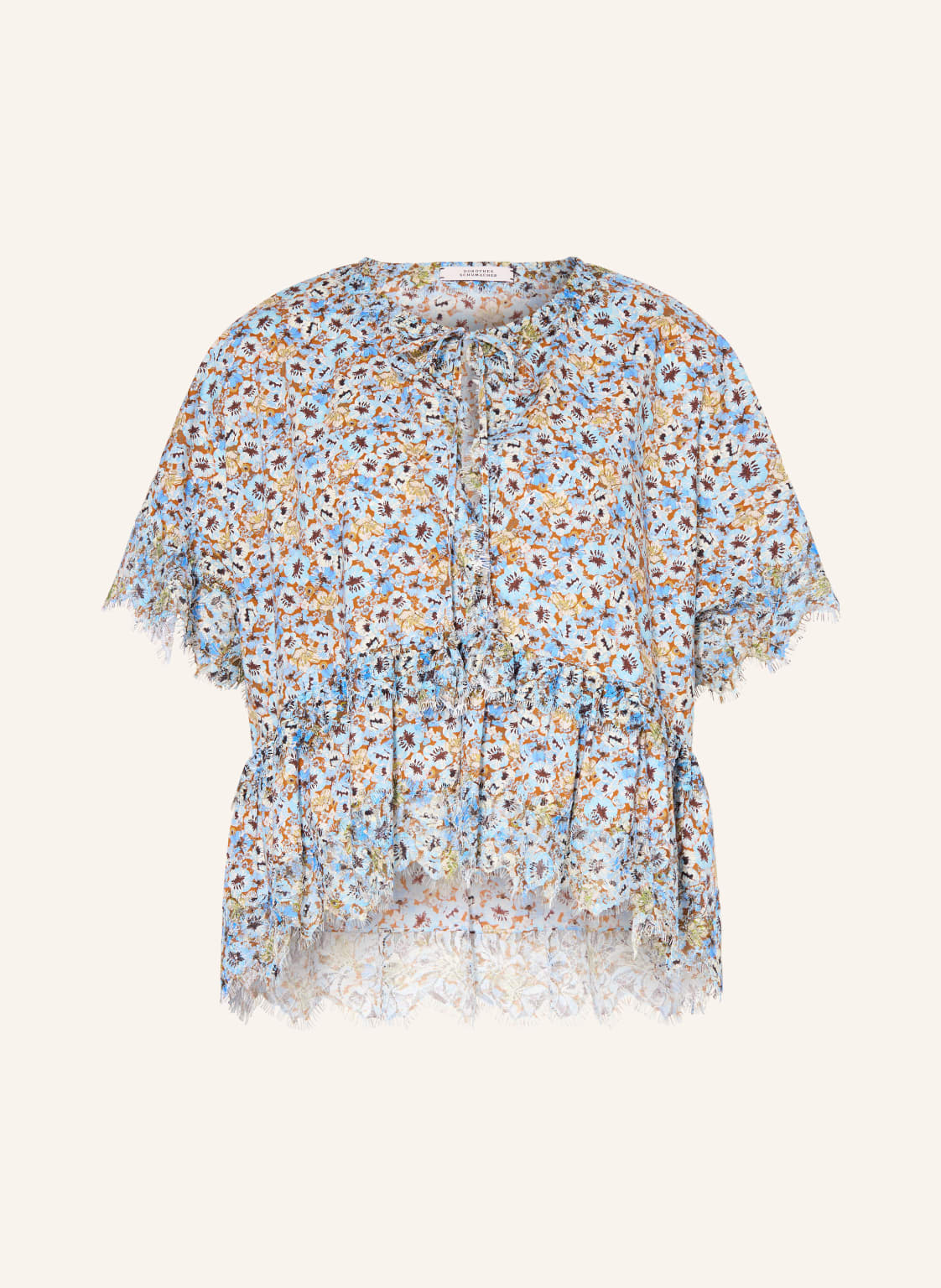 Dorothee Schumacher Bluzka Floral Volumes Z Koronką blau