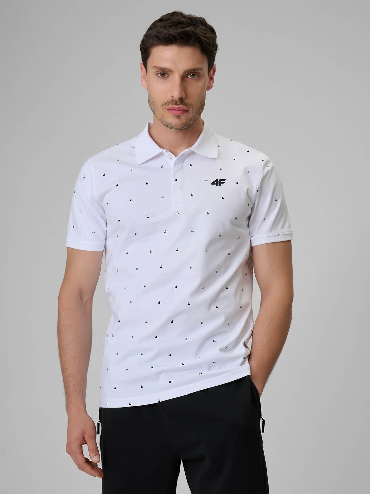 4F Koszulka polo regular męska - biała XXL