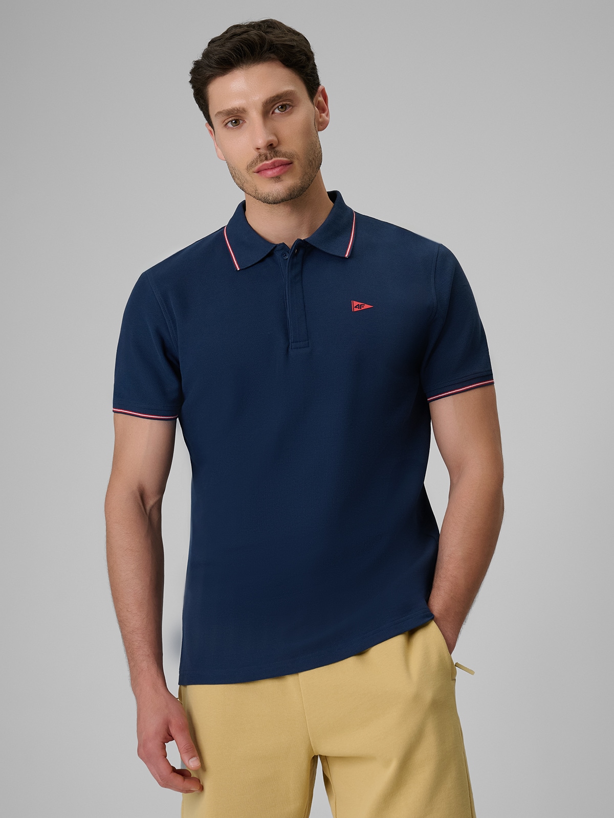 4F Koszulka polo regular męska - granatowa XXL