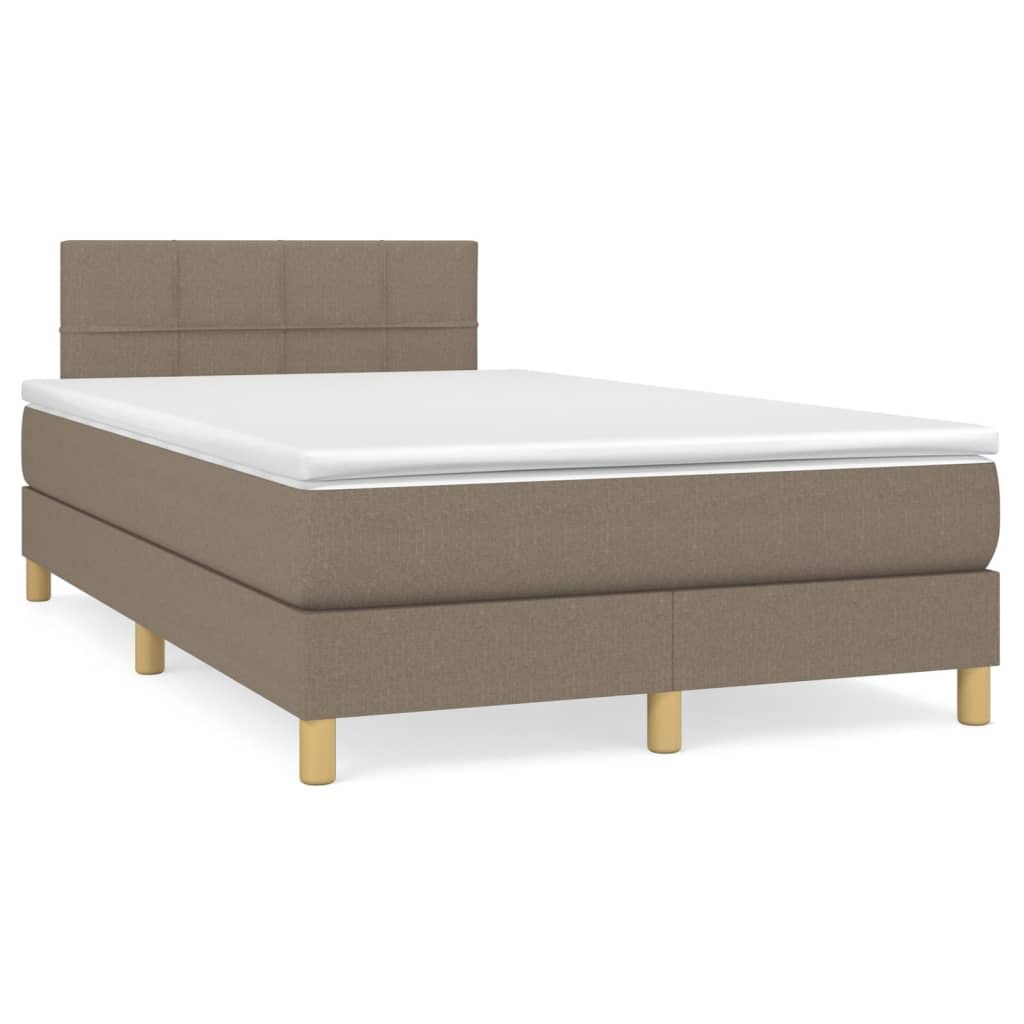 VidaXL Łóżko kontynentalne z materacem, taupe, 120x190 cm, tkanina