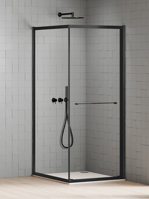 New Trendy Kabina prysznicowa 90x90 cm drzwi przesuwne na ścianę K-5184 New Varia Black 