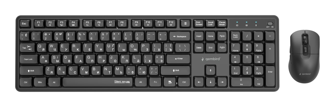 Gembird Zestaw bezprzewodowy klawiatura + mysz, Silent Key Pro Business, czarny, układ RU KBS-WMS-01-CYRL