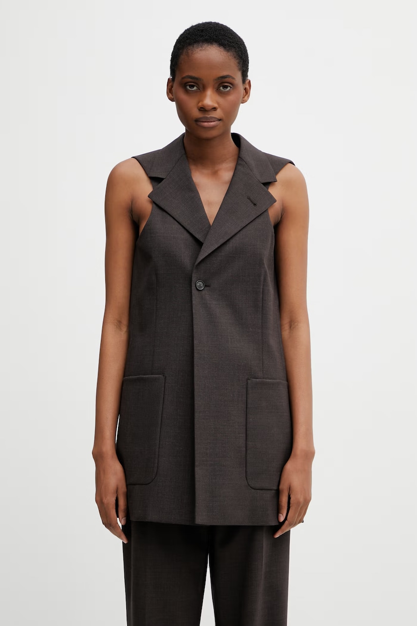 MM6 Maison Margiela kamizelka jednorzędowa damska z wełną