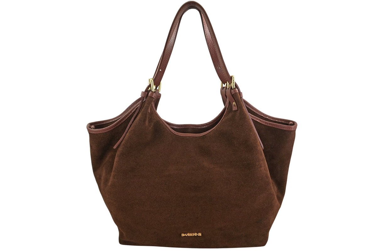 Duża torebka shopper zamszowa - Brązowa