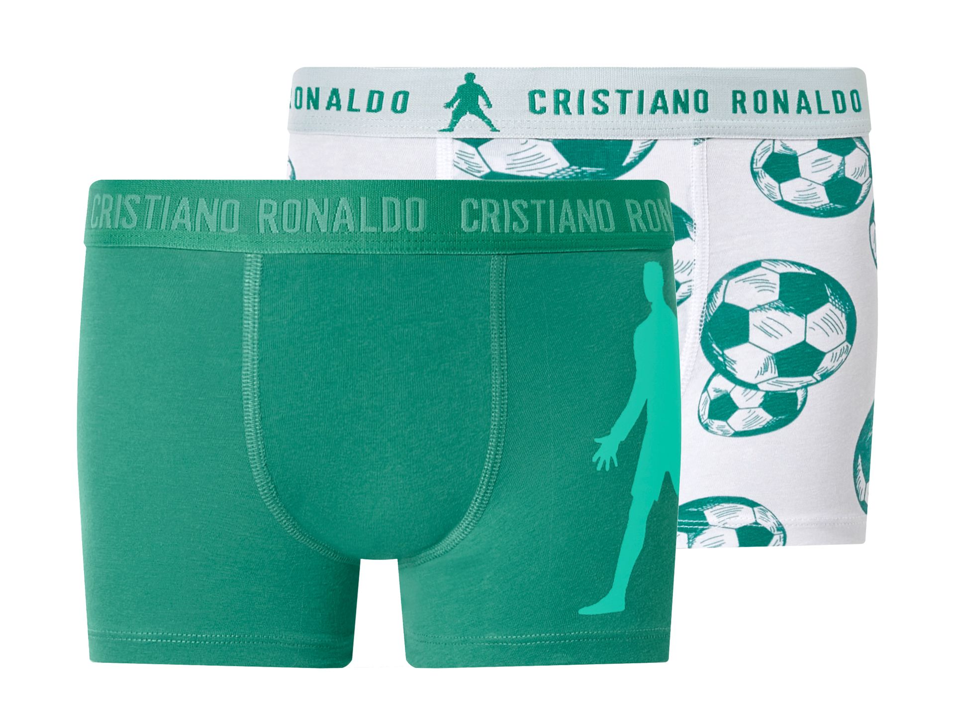 CR7 Bokserki dziecięce, 2 sztuki (Biały/zielony, 110/116)