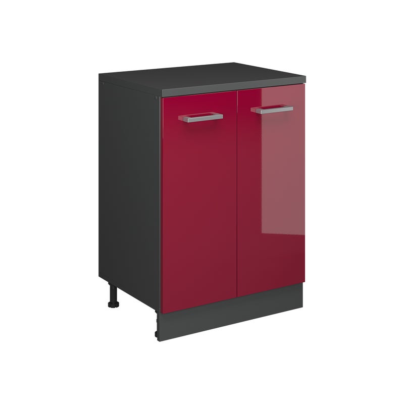 Vicco Kuchenna szafka pod skos R-Line, Czerwony połysk, 60 cm bez skosu z 2 drzwiami