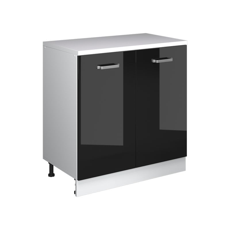 Vicco Kuchenna szafka pod skos R-Line, Czarny połysk, 80 cm bez skosu z 2 drzwiami