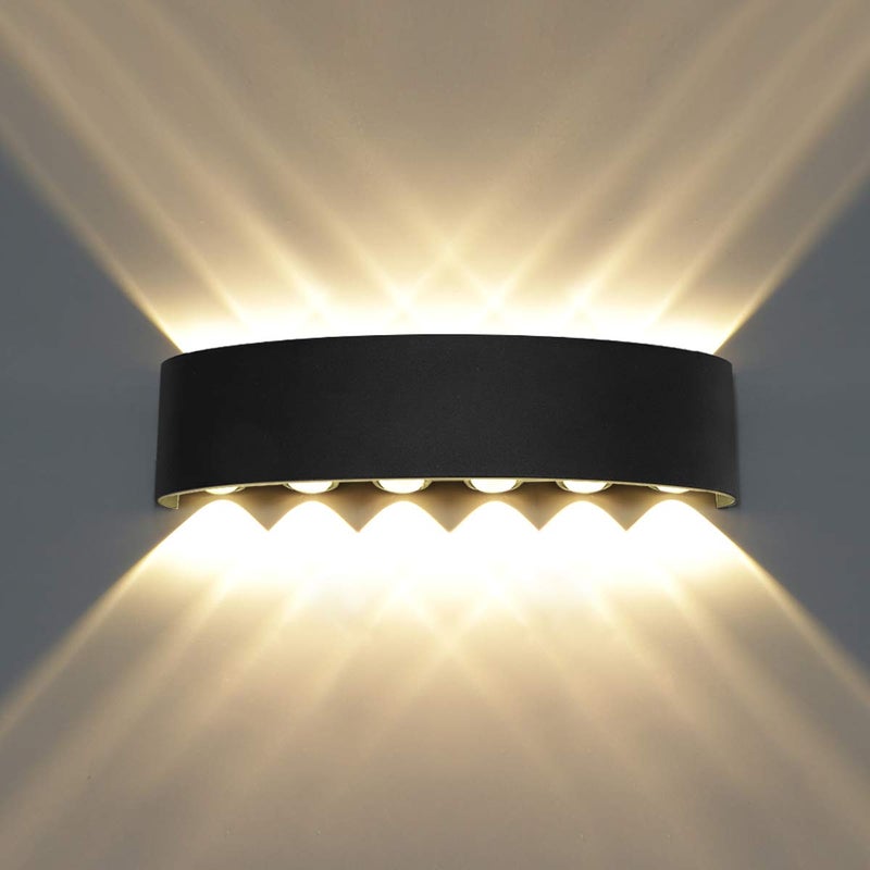 Nowoczesna LED Kinkiet Lampa Ścienna do Łazienki, Sypialni, Korytarza, Salonu, Ganku, Schodów, 12W Ciepła Biała