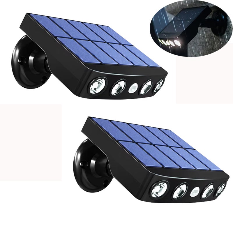 2 zewnętrzne lampy słoneczne, lampy LED z czujnikiem ruchu, wodoodporne oświetlenie solarne IP65, lampy LED słoneczne.
