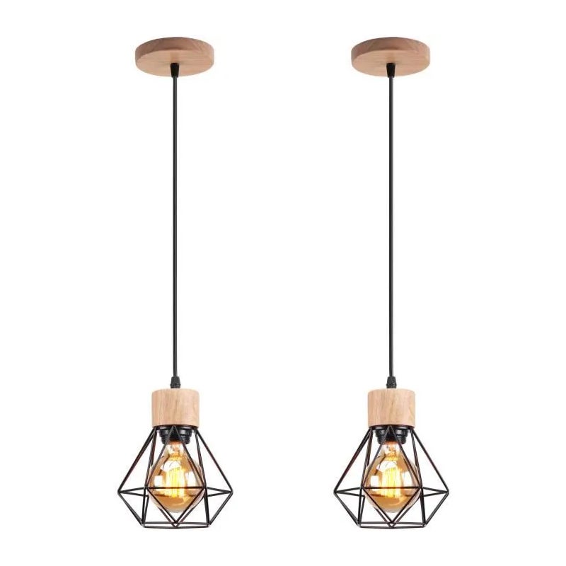Zestaw 2 industrialnych żyrandoli, ciągnikowych lamp metalowych, vintage, lampa wisząca, regulowana długość linki (bez żarówki)