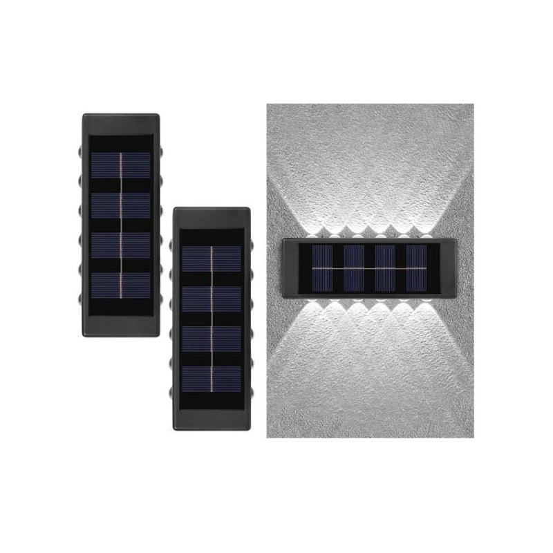 2 sztuki kinkietów solarnych - 12 LED, Washlight, białe światło, oświetlenie zewnętrzne z góry/na dół, nowoczesne, odporne na warunki atmosferyczne
