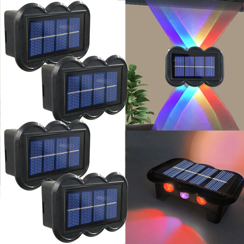 Zewnętrzne lampy solarne, zestaw 4 lamp ściennych solarnych od zmierzchu do świtu, wodoodporne lampy solarne do ogrodu, kolor