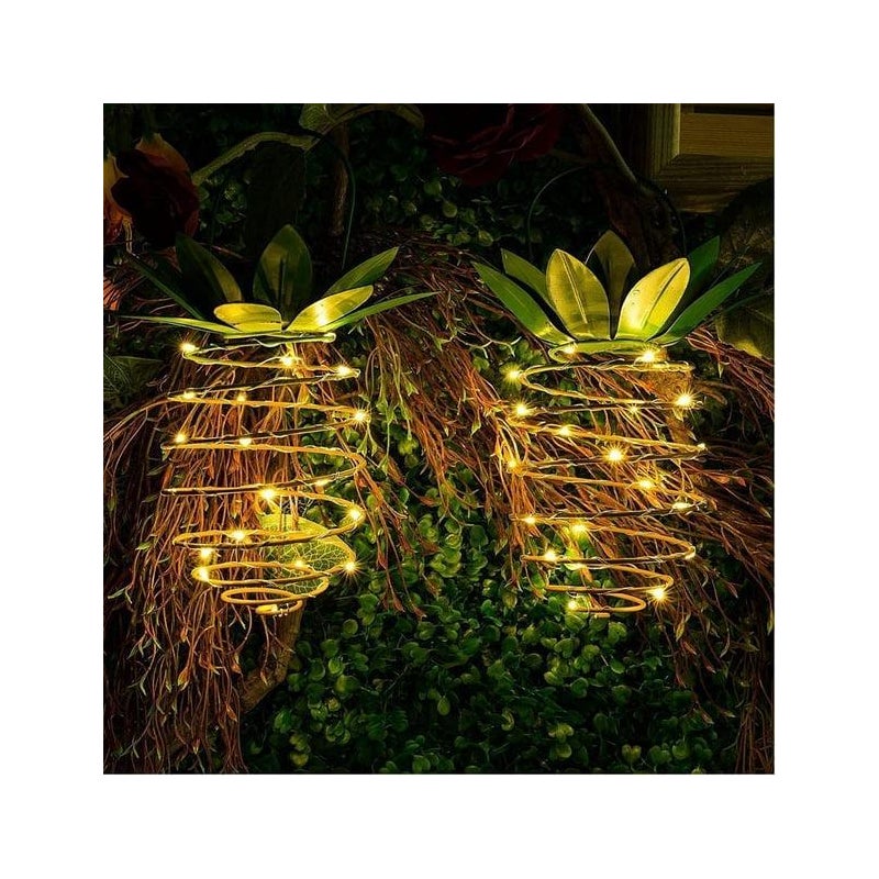 Zestaw 2 lamp solarnych w kształcie ananasa, 24 wodoodpornych lamp LED do oświetlenia dekoracyjnego ogrodu i ścieżek
