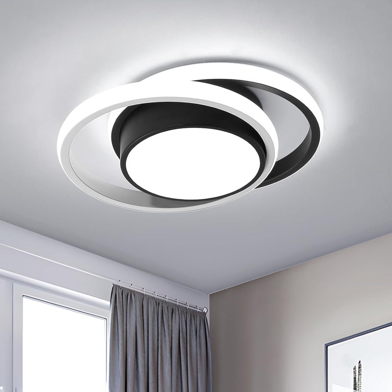 Nowoczesna lampa sufitowa LED, zimna biała barwa 6500 K, 32 W, 2350 lm, okrągły czarny design