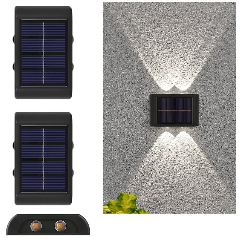 Lampy solarne LED 4, oświetlenie słoneczne do ogrodzenia, wodoodporne, na tarasy, patia, schody i ogrody, biały światło 6500K (2 szt.)